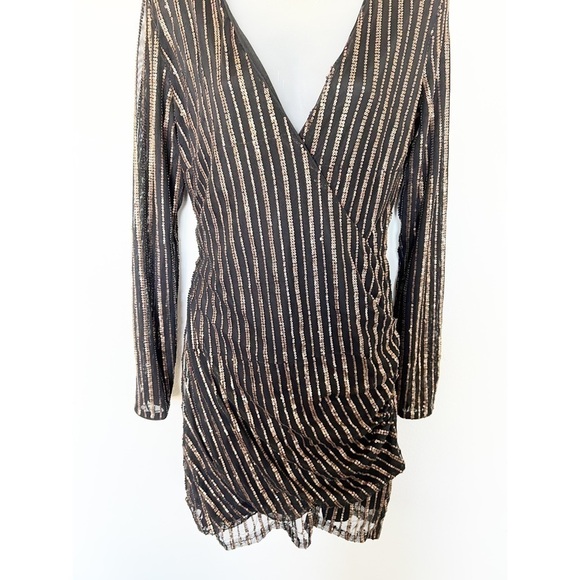 The Jetset Diaries x Revolve Womens Black Mini Gold Sequin Dress Sz M - Picture 5 of 11